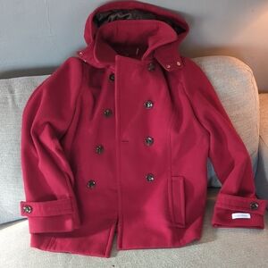 Calvin Klein Women's Red Pea Coat NWOT Sz 14